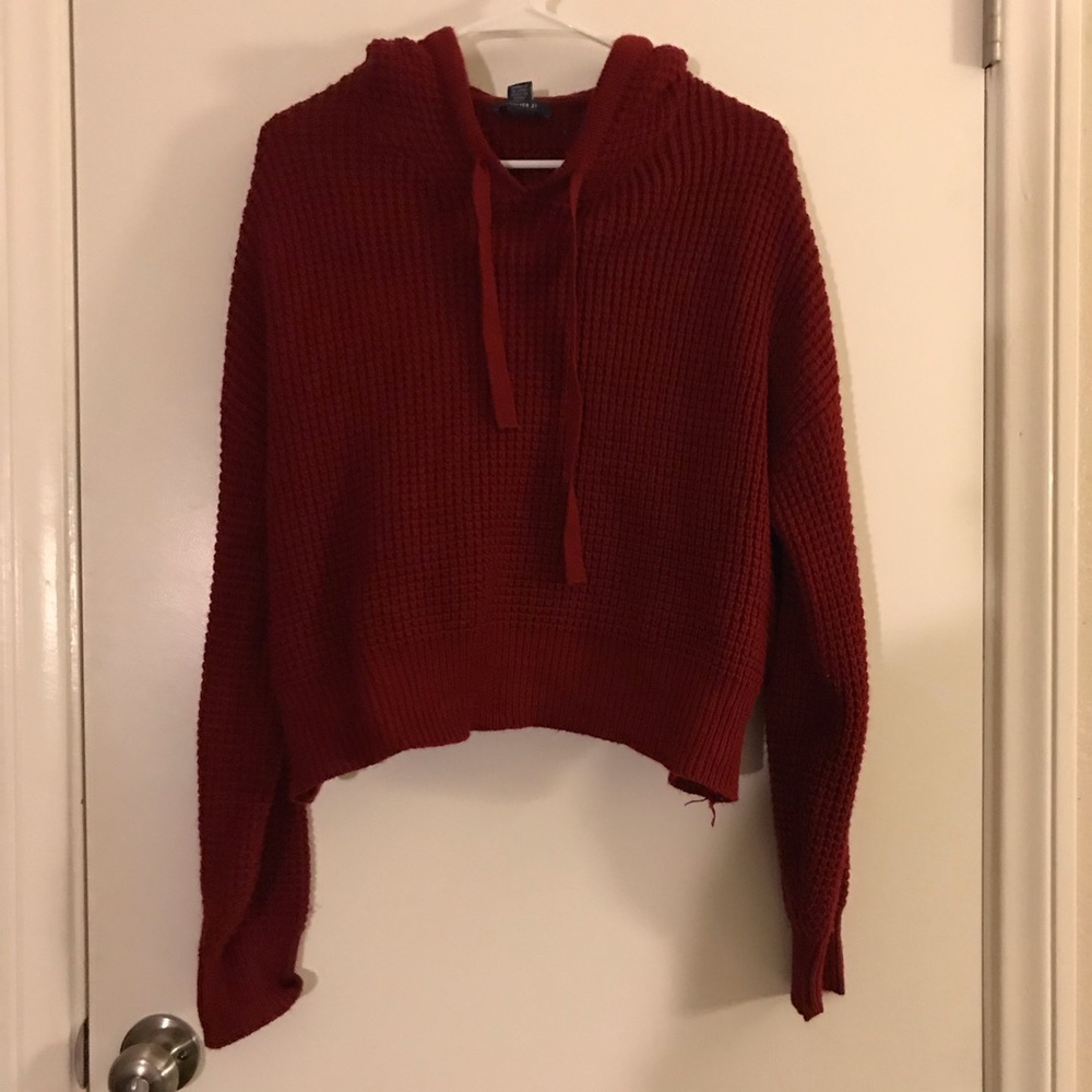 Maroon Knit Hoodie